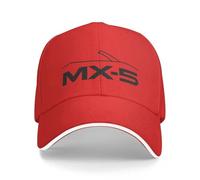 HONGYANFA Baseball Cap mit Auto-Logo für Mazda MX-5, Baumwoll-Mütze Verstellbar für Damen & Herren Baseballkappe mit Autologo,Red