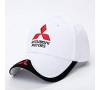 HONGYANFA Baseball Cap mit Auto-Logo für Mitsubishi Outlander 2007-2021, Baumwoll-Mütze Verstellbar für Damen & Herren Baseballkappe mit Autologo,White-B