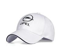 HONGYANFA Baseball Cap mit Auto-Logo für Opel Astra L 2021-2023, Baumwoll-Mütze Verstellbar für Damen & Herren Baseballkappe mit Autologo,White