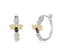 Honigbienen Ohrringe 925er Sterlingsilber Gänseblümchen Bienen Creolen Tierblumenschmuck für Teenager Frauen