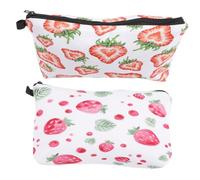 HONITANO 2 Stück Kleine Kosmetiktaschen Mit Reißverschluss Tragbare Erdbeer Make up Organizer Für Damen Und Mädchen Kompakte Reise Kulturbeutel Für Schule Und Geschäftsreise