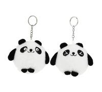 HONITANO 2 Stück Plüsch Panda Schlüsselanhänger mit Metallring Niedliche Taschen Schlüsselanhänger Cartoon Bär Anhänger für Rucksack Geschenk für Freunde