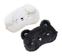 HONITANO 2 Stück Teiliges Niedliche Cartoon Schlafmasken mit Elastischem Band Hautfreundlich Weiche Augenabdeckungen Lichtblockierend für Reisen Büro Meditation und Nickerchen