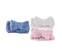 HONITANO 3 Stück Korallen Fleece Make up Haarband Mit Schleife Elastisch Für Damen Gesicht Waschen Spa Stirnband