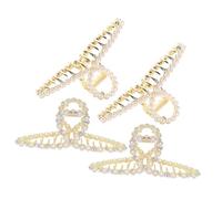 HONITANO 4 Stück Große Perlen Haarspangen für Dickes Haar Langlebige Haarklammern Modische Damen Haarclips für Alltag Büro Party und Geschenkideen