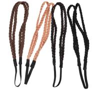 HONITANO 4 Stück Teiliges Elastisches Geflochtenes Stirnband Damen und Teens Dehnbar Atmungsaktiv Leichter Haarreif in Schwarz Dunkelbraun Braun und Gold Bequem für Verschiedene Kopfformen