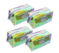 HONITANO 4 Stück Teiliges Transparentes Farbiges PVC Kosmetiktaschen Leicht und Tragbar Vielseitig für Reisen und Zuhause Originelles Design für Ordentliche Make up aufbewahrung