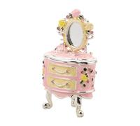 HONITANO Vintage Schmuckschatulle aus Emaille und Langlebiger Legierung mit Spiegel Dekorative Schmuckbox in Möbeloptik für Ringe Ohrringe Halsketten Stilvolles Aufbewahrungs und