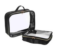 HONMEET 2 Stück Transparentes Make up taschenset Wasserfest Große Kleine Reise Kosmetiktasche Multifunktional für Toilettenartikel und Schminke Leicht Strapazierfähig Klar Tragbar für