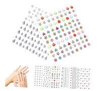 HONMEET 7 Blätter Strass-aufkleber Winzig Edelsteine bleiben Hängen Gold Gesichtsschmuck Metallisch Edelsteine zum Basteln Aufkleben Dekoration Festival Uv Selbst Strasssteine