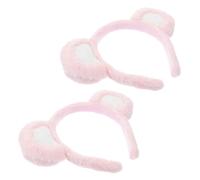 HONMEET Bärenohr Haarband 2 Stück Flauschiges Stirnband Mit Bärenohren Rosa Weiß Stoff Haar Accessoire Für Kosmetik Waschen Cosplay Party