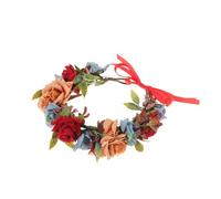 HONMEET Blumenkranz Stirnband mit Künstlichen Rosen Vintage Haarschmuck für Damen Komfortabler Braut Kopfschmuck für Festliche Anlässe und Ländlichen Stil