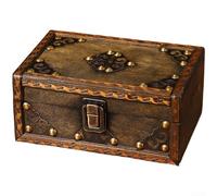 Honseadek Aufbewahrungsbox aus Holz im Vintage-Stil mit Schmuck-Organizer-Tablett, dekorativer Schmuckkasten für den Schreibtisch, Retro-Kiefernholz, kompakte Aufbewahrungskiste für (C)