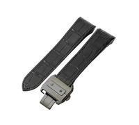 honyeer Lederarmband für Cartier Santos Sandoz Serie 100 Uhrenarmband mit spezieller Edelstahlschnalle(Black-Black-Z8,23mm)