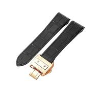 honyeer Lederarmband für Cartier Santos Sandoz Serie 100 Uhrenarmband mit spezieller Edelstahlschnalle(Black-Rose-Z8,24.5mm)