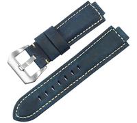 honyeer Uhrenarmband aus mattiertem Leder für TIMEX Tidal T2N720/T2N72, konvexe Schnittstelle, Rindslederarmband(Blue Silver clasp,16mm)
