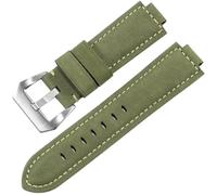 honyeer Uhrenarmband aus mattiertem Leder für TIMEX Tidal T2N720/T2N72, konvexe Schnittstelle, Rindslederarmband(Green silver clasp,16mm)