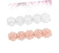 HOODANCOS 2 Stück Stirnband für Mädchen mit Blumen Elastisches Haarband aus Weichem Stoff Verstellbar für Neugeborene und Kleinkinder Süße Kopfbedeckung in Weiß und Rosa