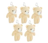 HOODANCOS 5 Stück Teiliges Mini Bären Plüschanhänger Weiche Kuscheltier Schlüsselanhänger mit Kette Leichter DIY Bär Charm für Tasche Rucksack Geburtstags Hochzeitsdeko