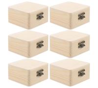 HOODANCOS 6 Stück Quadratische DIY Holz aufbewahrungsboxen aus Langlebigem Kiefernholz Handbemalt als Schmuckkasten und Vielseitige Ordnungsbox für Schmuck Ohrstecker Ringe und Kleine