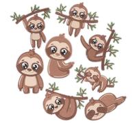 HOODANCOS 8 Stück Gestickte Faultier Aufnäher zum Aufbügeln Dekorative Stoffpatches für Kleidung Taschen Hüte Vielseitige Reparatur und Deko Applikationen