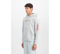 Hoodie ALPHA INDUSTRIES "Alpha Label Hoodie", Herren, Gr. 3XL, grau (pastel grau), Obermaterial: 80% Baumwolle, 20% Polyester, regular fit, Sweatshirts Hoodie (43793132-XXXL) pastel grau