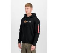Hoodie ALPHA INDUSTRIES "Alpha Label Hoodie", Herren, Gr. L, schwarz, Obermaterial: 80% Baumwolle, 20% Polyester, regular fit, Sweatshirts Hoodie (21404513-L) schwarz