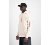 Hoodie ALPHA INDUSTRIES "Alpha Puff Print Hoodie", Herren, Gr. L, weiß (jet stream weiß), Obermaterial: 80% Baumwolle, 20% Polyester, regular fit, Sweatshirts Hoodie (58154623-L) jet stream weiß