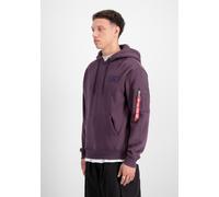 Hoodie ALPHA INDUSTRIES "Backprint Hoodie", Herren, Gr. L, lila (plum), Obermaterial: 80% Baumwolle, 20% Polyester, regular fit, Sweatshirts Hoodie (46437333-L) plum