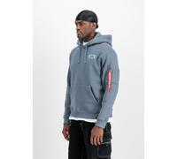 Hoodie ALPHA INDUSTRIES "Backprint Hoodie ", Herren, Gr. M, denim blau, Obermaterial: 80% Baumwolle, 20% Polyester, regular fit, Sweatshirts (83486557-M) denim blau