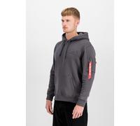 Hoodie ALPHA INDUSTRIES "Backprint Hoodie", Herren, Gr. M, grau (vintage grau), Obermaterial: 80% Baumwolle, 20% Polyester, regular fit, Sweatshirts Hoodie (82878612-M) vintage grau