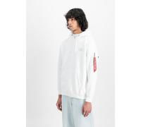 Kapuzensweatshirt ALPHA INDUSTRIES "BACK PRINT HOODY", Herren, Gr. M, weiß, angeraute Sweatware, Obermaterial: 80% Baumwolle, 20% Polyester, bedruckt, normal normal, Rundhals, Rippbündchen, Sweatshirt