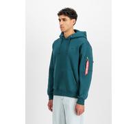 Hoodie ALPHA INDUSTRIES "Backprint Hoodie ", Herren, Gr. S, deep petrol, Obermaterial: 80% Baumwolle, 20% Polyester, regular fit, Sweatshirts Hoodie (23794627-S)
