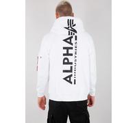 Hoodie ALPHA INDUSTRIES "Backprint Zip Hoodie", Herren, Gr. M, weiß, Shell: 80% Cotton, 20% Polyester, regular fit, Sweatshirts Hoodie (31950669-M)