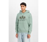 Hoodie ALPHA INDUSTRIES "Basic Hoodie BL Effect Print", Herren, Gr. XXL, frost grün, Obermaterial: 80% Baumwolle, 20% Polyester, regular fit, Sweatshirts Hoodie (81099407-XXL) frost grün