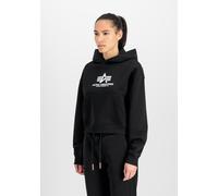 Hoodie ALPHA INDUSTRIES "Basic Hoodie BL PP W", Damen, Gr. S, schwarz, Obermaterial: 80% Baumwolle, 20% Polyester, loose fit, Sweatshirts Hoodie (74726435-S) schwarz