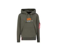 Hoodie ALPHA INDUSTRIES "Basic Hoodie BL Rubber", Damen, Gr. S, grün (schwarz olive), Obermaterial: 80% Baumwolle, 20% Polyester, regular fit, Sweatshirts Hoodie (64454608-S)