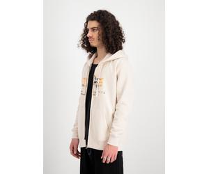 Hoodie ALPHA INDUSTRIES "Basic Zip Hoodie PP Camo", Herren, Gr. XL, weiß (jet stream weiß), Obermaterial: 80% Baumwolle, 20% Polyester, regular fit, Sweatshirts Hoodie (70631458-XL) jet stream weiß