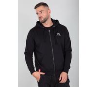 Kapuzensweatjacke ALPHA INDUSTRIES "Basic Zip Hoody SL", Herren, Gr. S, schwarz, angeraute Sweatware, Obermaterial: 80% Baumwolle, 20% Polyester, bedruckt, normal normal, Rundhals, Rippbündchen, Sweat