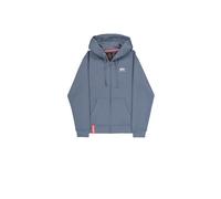 Kapuzensweatjacke ALPHA INDUSTRIES "Basic Zip Hoody SL", Herren, Gr. XL, blau (denim blau), angeraute Sweatware, Obermaterial: 80% Baumwolle, 20% Polyester, bedruckt, normal normal, Rundhals, Rippbünd