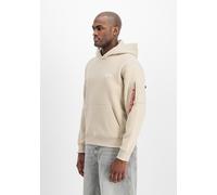 Hoodie ALPHA INDUSTRIES "Signature Backprint Hoodie", Herren, Gr. L, beige (organic beige), Obermaterial: 80% Baumwolle, 20% Polyester, regular fit, Sweatshirts Hoodie (45069305-L) organic beige