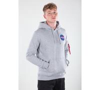Hoodie ALPHA INDUSTRIES "Space Shuttle Hoodie", Herren, Gr. S, grau, Oberstoff: 80% Baumwolle / 20% Polyester, regular fit, Sweatshirts Hoodie (62278055-S) grau