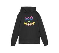 Hoodie BONPRIX, Jungen, Gr. 152/158, schwarz (schwarz bedruckt), Obermaterial: 60% Baumwolle, 40% Polyester. Kapuzenfutter: 100% Baumwolle, Sweatshirts Hoodie, mit coolem Print, aus Baumwoll-Mix, mit