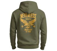 Hoodie Backprint Herren Adler Eagle Print Retro Design Rückenaufdruck Kapuzenpullover Männer Fashion - Vintage Eagle oliv backprint XXL