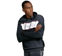 Hoodie BENCH. LOUNGEWEAR, Herren, Gr. 52/54 (L), blau (navy, weiß), Sweatware, Obermaterial: 60% Baumwolle, 40% Polyester, unifarben mit Farbeinsatz, Basic, bequem hüftbedeckend, Rundhals, Rippbündche