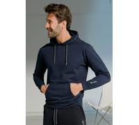 Hoodie BENCH. LOUNGEWEAR, Herren, Gr. 56/58 (XL), blau (navy), Sweatware, Obermaterial: 60% Baumwolle, 40% Polyester, unifarben, Basic, bequem hüftbedeckend, Rundhals, Rippbündchen, Sweatshirts Hoodie