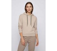 Hoodie BOSS "CP Stripe Hoodie", Damen, Gr. L, beige (light beige 270), Sweatware, Obermaterial: 46% Baumwolle, 46% Lyocell, 8% Polyamid, regular fit normal, hoch geschlossener Ausschnitt, weit Bündche
