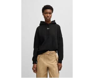 Hoodie BOSS ORANGE "Ehoody Premium Damenmode", Damen, Gr. L (40), schwarz (schwarz 001), Sweatware, Obermaterial: 100% Baumwolle, unifarben, normal, angesetztes Bündchen, Sweatshirts Hoodie, mit gesti