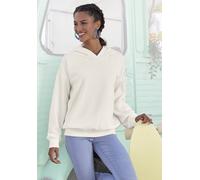 Hoodie BUFFALO, Damen, Gr. 36/38, beige (creme), Sweatware, Obermaterial: 60% Baumwolle, 40% Polyester, bedruckt, unifarben, Basic, bequem hüftlang, Raglanärmel breiter Bund, Sweatshirts Hoodie, Kapuz