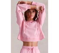 Hoodie BUFFALO, Damen, Gr. 36/38, pink, Obermaterial: 100% Baumwolle, unifarben, used, loose fit kurz, Rippbündchen, Sweatshirts Hoodie, Kapuzenpullover im Used-Look, Loungewear (83647647-36) pink